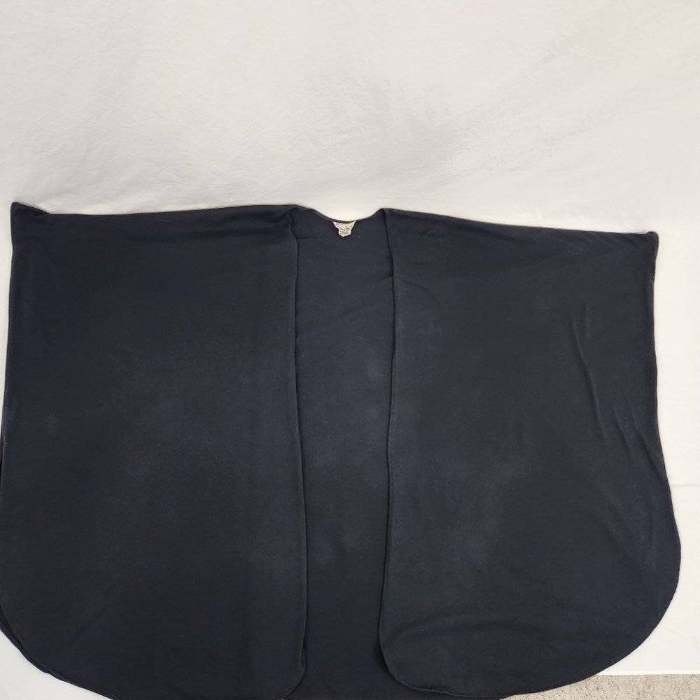 VINTAGE Kathleen For Sweet Herb Lagenlook Black Charcoal Cape Wrap One Size USA - Picture 5 of 14